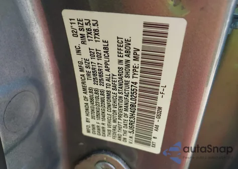2011 Honda Cr-V Se from USA, damaged, VIN 5J6RE3H40BL025574